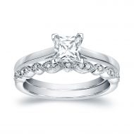 Auriya 14k Gold 34ct TDW Certified Princess-Cut Diamond Engagement Wedding Ring Set by Auriya