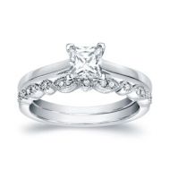 Auriya 14k Gold 58ct TDW Certified Princess-Cut Diamond Engagement Wedding Ring Set by Auriya