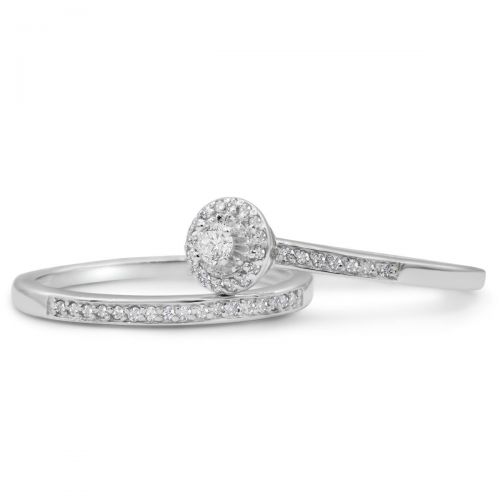  14ct TDW Pave Diamond Bridal Set In Sterling Silver (J-K, I1) - White