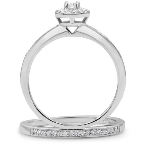  14ct TDW Pave Diamond Bridal Set In Sterling Silver (J-K, I1) - White