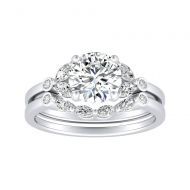 Auriya 14k Gold 78ct TDW Nature Inspired Vintage Diamond Engagement Ring Set - White H-I by Auriya