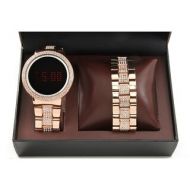 Charles Raymond Mens / Unisex Iced Out Bling RoseGold Metal Touch Screen Watch With Matching Iced Out RoseGold Bracelet -8166RG