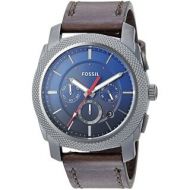 Fossil Mens FS5388 Machine Chronograph Blue Dial Grey/Brown Leather Watch by Fossil