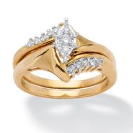 1/5 TCW Round Diamond 10k Yellow Gold 2-Piece Bridal Engagement Wedding Ring Set by Palm Beach Jewelry