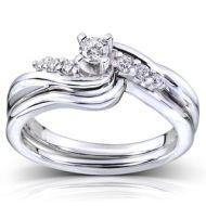 Annello by Kobelli 14k White Gold 15ct TDW Diamond Bridal Ring Set by Annello