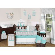 Sweet JoJo Designs Grey and Turquoise Zig Zag 9-Piece Crib Bedding Set by Sweet Jojo Designs