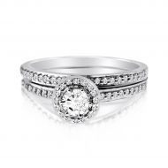 10k White Gold 12ct TDW Diamond Round-cut Bridal Ring Set
