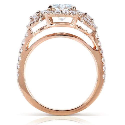  Annello by Kobelli 14k Gold 2 13ct TGW Moissanite (HI) and Diamond 3-piece Halo Bridal Rings Set by Annello