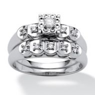 14 TCW Round Diamond Platinum over Sterling Silver Bridal Engagement Ring Set by Palm Beach Jewelry