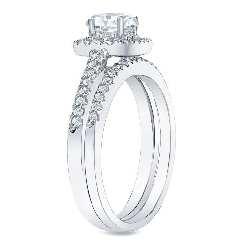  Auriya 14k Gold 34ct TDW Certified Princess-Cut Diamond Halo Bridal Ring Set by Auriya