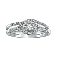 14k White Gold 1/3ct TDW Bridal Halo Engagement Ring Set by BHC