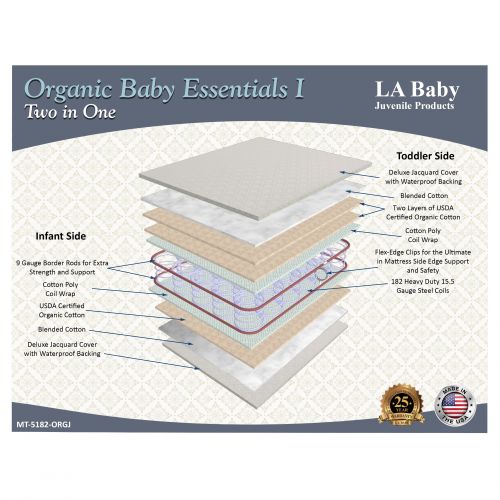  Baby Essentials I 2-in-1 Crib Mattress with Organic Cotton Layers - Beigeby LA Baby