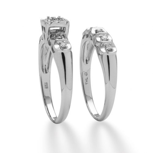  18 TCW Round Diamond Two-Piece Bridal Set in Platinum over Sterling Silver by Palm Beach Jewelry