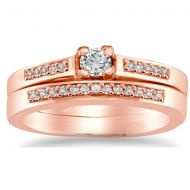 Auriya Petite 1/4ct TDW Round Accent Diamond Engagement Ring Set 10k Rose Gold by Auriya