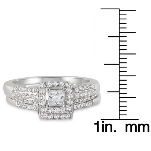  Marquee Jewels 10k White Gold 78ct TDW Diamond Halo Bridal Set by Marquee Jewels