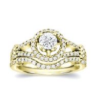 Auriya 14k Gold 1 1/4ct TDW Certified Round Diamond Bridal Ring Set by Auriya