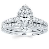 Boston Bay Diamonds 14k White Gold 4/5ct TDW Marquise Diamond Halo Wedding Engagement Bridal Ring Se by Boston Bay Diamonds