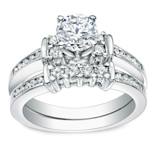  Auriya 14k Gold 1ct TDW Diamond 5-stone Engagement Ring Set