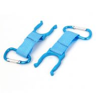 Fathers Day Camping Traveling Aluminum Carabiner Drink Water Bottle Holder Clip Teal 2PCS by Unique Bargains
