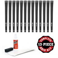 Karma Velour Midsize Black (+132") - 13 piece Golf Grip Kit (with tape, solvent, vise clamp)