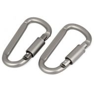 Camping Spring Loaded Screw Lock Zinc Carabiner Clip Snap Hook 2pcs by Unique Bargains