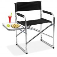 Costway Aluminum Folding Directors Chair with Side Table Camping Traveling