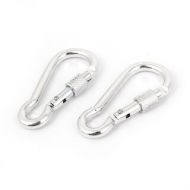 Climbing Aluminum Screw Locking Snap Clip Carabiner Hook Silver Tone 2PCS by Unique Bargains