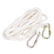 White Safety Rope Cord Dual Metal Hooks Nylon Wire 5 Meters 16Ft by Unique Bargains