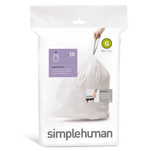심플휴먼 Simplehuman simplehuman Code G 30-Liter Custom-Fit Liners in White