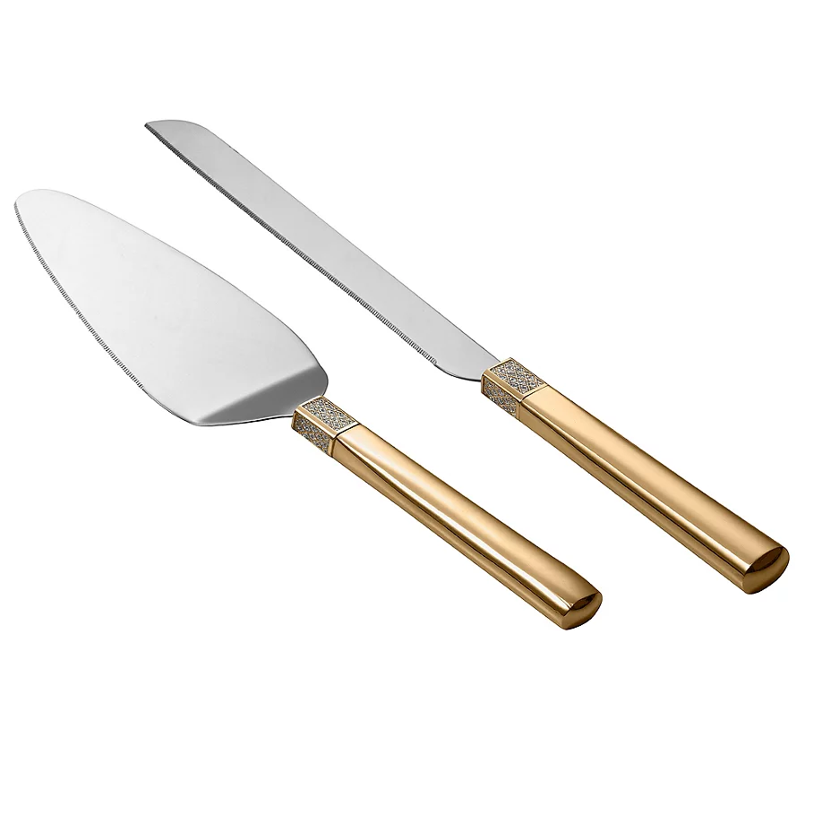 Waterford Lismore Diamond 2-Piece Cake Knife and Server Set in Gold