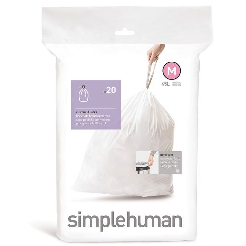 심플휴먼 Simplehuman simplehuman Code M 45-Liter Custom-Fit Liners in White