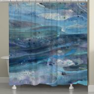 Laural Home Rolling Waves Shower Curtain in Blue
