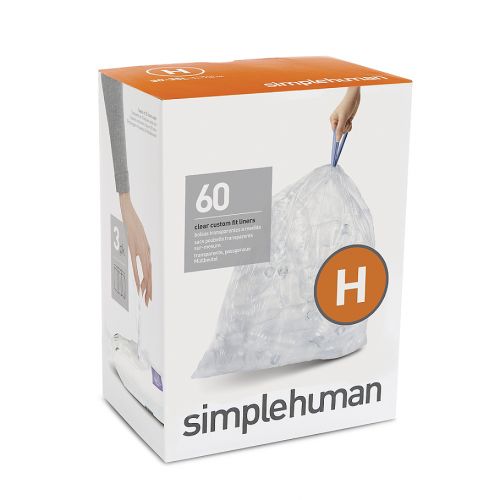 심플휴먼 Simplehuman simplehuman Code H 60-Pack 30-35-Liter Custom-Fit Liners in Clear