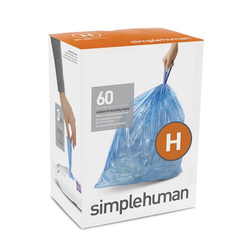 심플휴먼 Simplehuman simplehuman Code H 60-Pack 30-35-Liter Custom-Fit Recyclable Liners in Blue