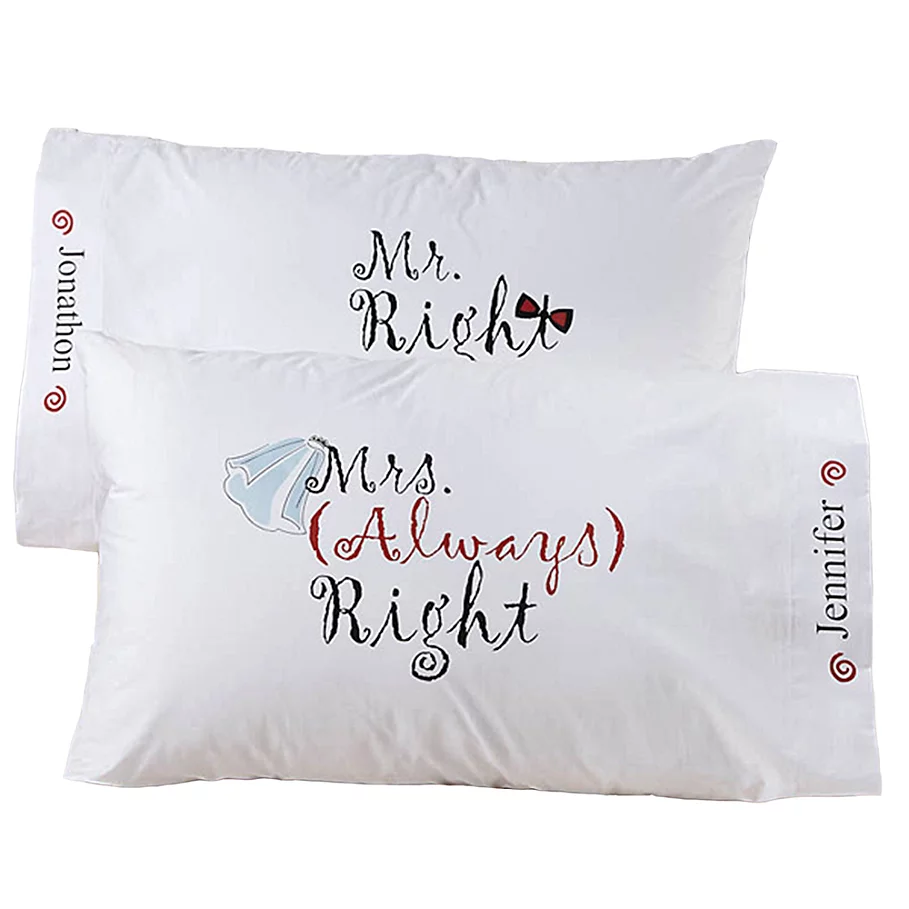 Mr. and Mrs. Right Pillowcase Pair