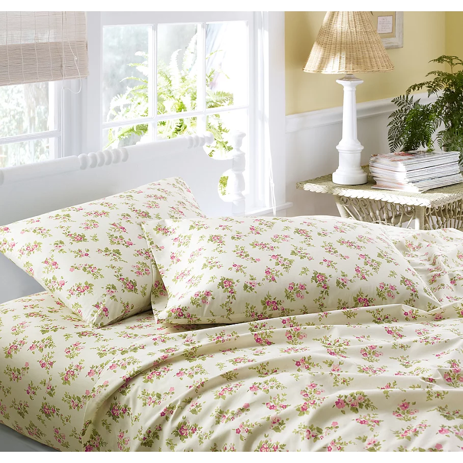 Laura Ashley Audrey Flannel Sheet Set in Pink
