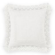 Laura Ashley Annabella 18-Inch Square Throw Pillow in White