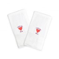 Linum Home Textiles Mothers Day I Love You Mom Heart Hand Towels in WhitePink (Set of 2)