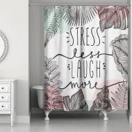 Designs Direct 71-Inch x 74-Inch Stress Less Laugh More Shower Curtain in Pink