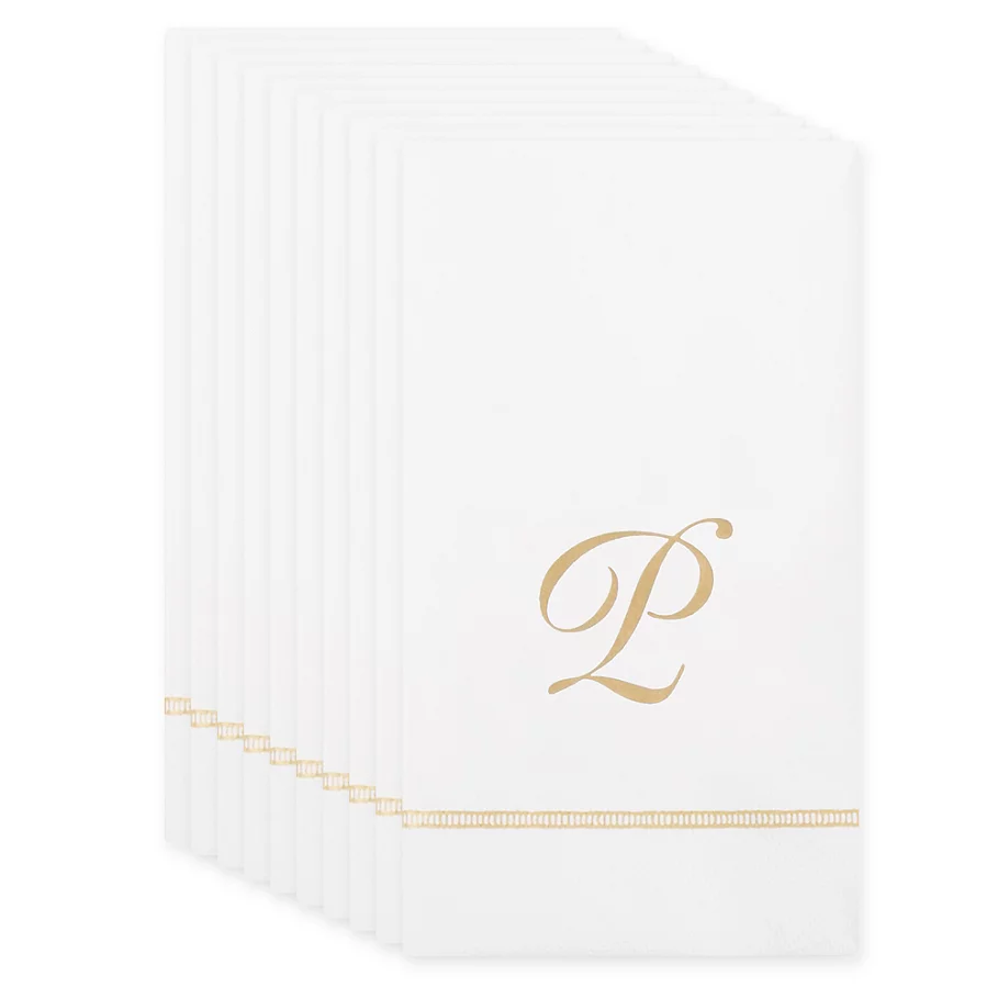 Caspari 20-Count Gold Initial Monogram Letter Paper Guest Towel Napkin
