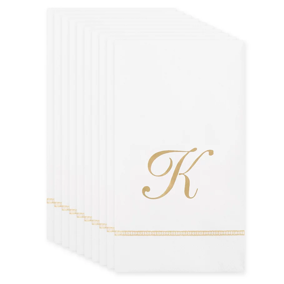  Caspari 20-Count Gold Initial Monogram Letter Paper Guest Towel Napkin