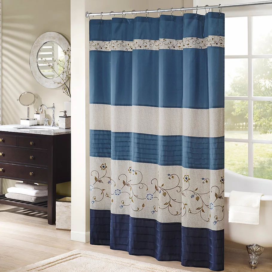  Madison Park Serene 72-Inch x 72-Inch Embroidered Shower Curtain