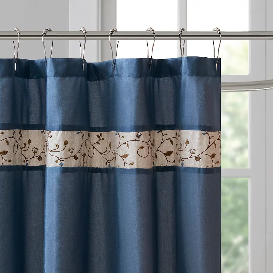  Madison Park Serene 72-Inch x 72-Inch Embroidered Shower Curtain