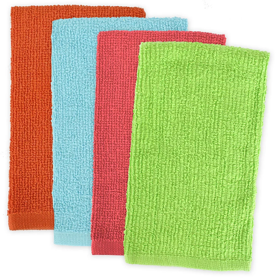 Design Imports 4-Pack Bar Mop Kitchen Towels in Bright Multi