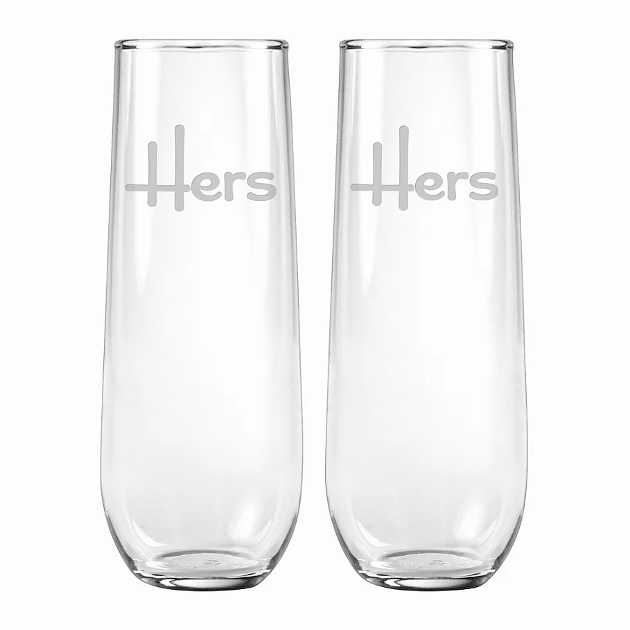 Susquehanna Glass Hers & Hers Stemless Flutes (Set of 2)