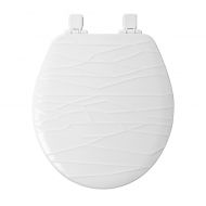 Mayfair Round Molded Wood Geometric Design Toilet Seat with Whisper Close in White