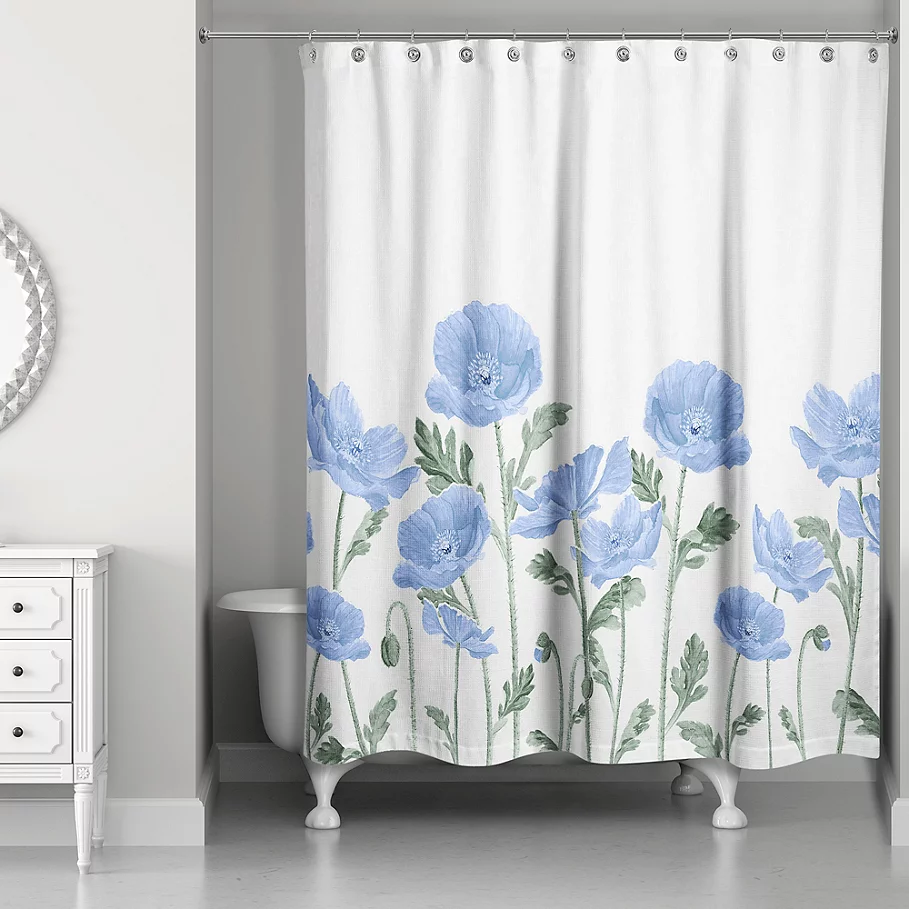 Designs Direct Wildflower Field Shower Curtain in Blue