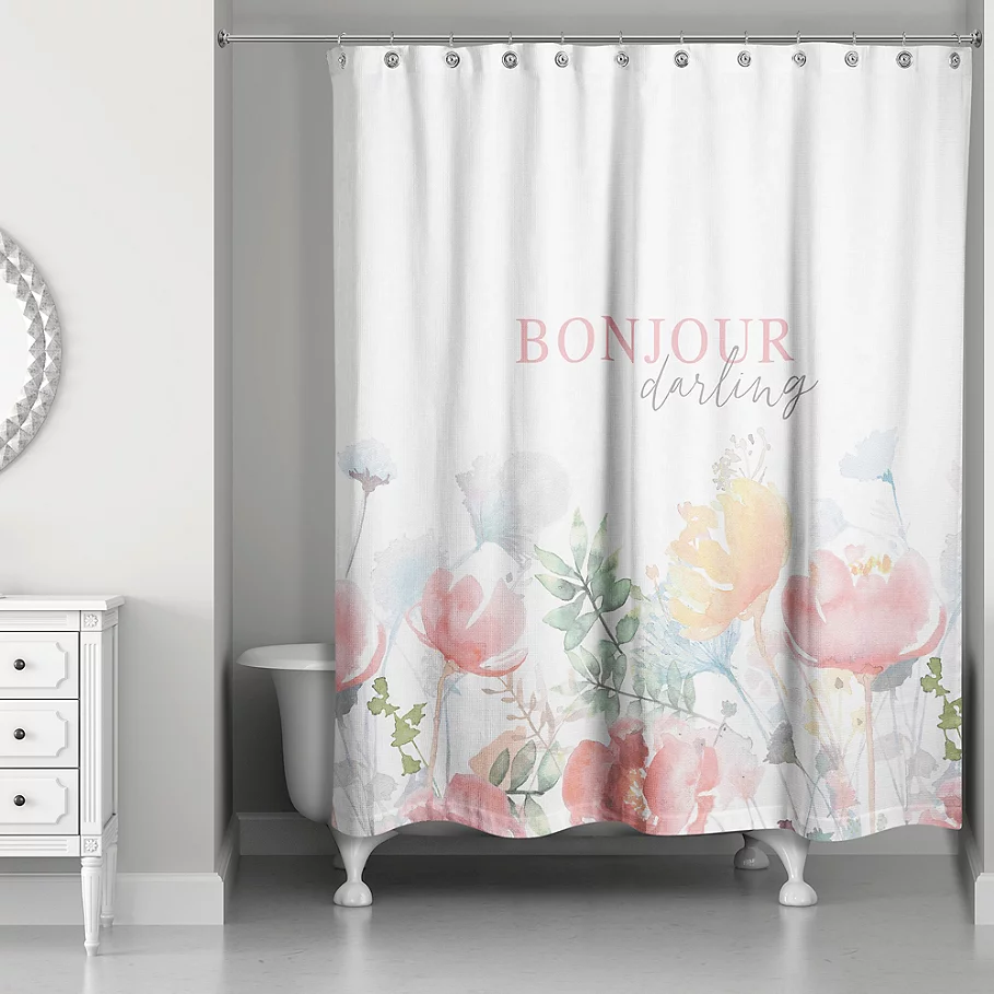 Designs Direct Design Direct Bonjour Darling 74-Inch x 71-Inch Shower Curtain