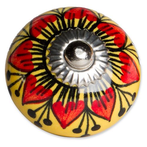  Knob-It! Knob-It Vintage Hand Painted 8-Pack Ceramic Round Knob Set in YellowRed