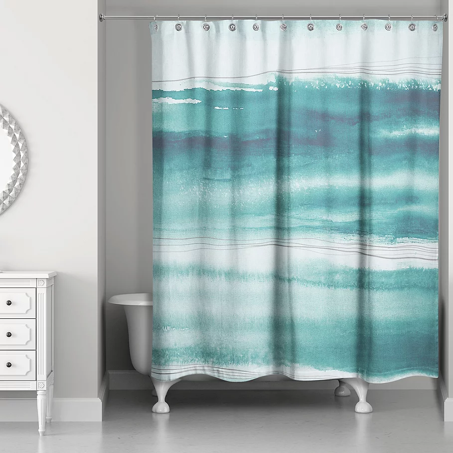 Designs Direct Abstract Ocean Shower Curtain in Teal